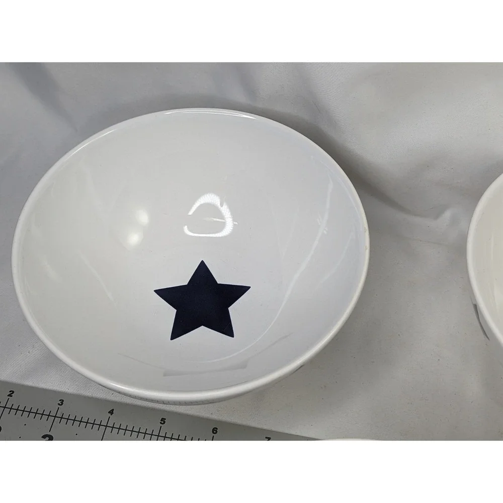 IKEA Blue Star White Bowl Lot of 4 155 41